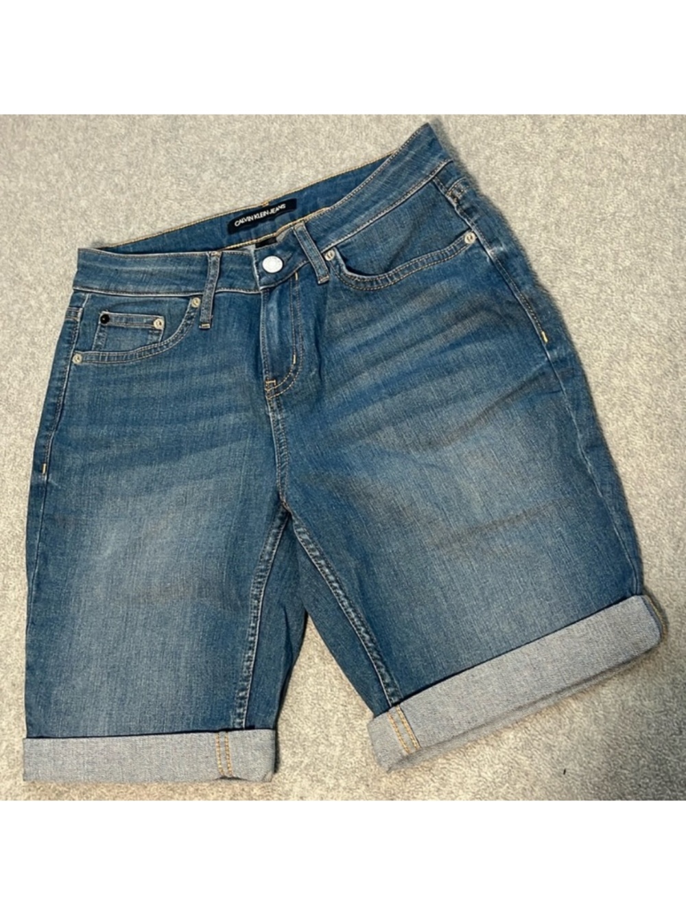 Womens Calvin Klein Denim Bermuda Shorts Size 4 Coastal Skater Summer Essential